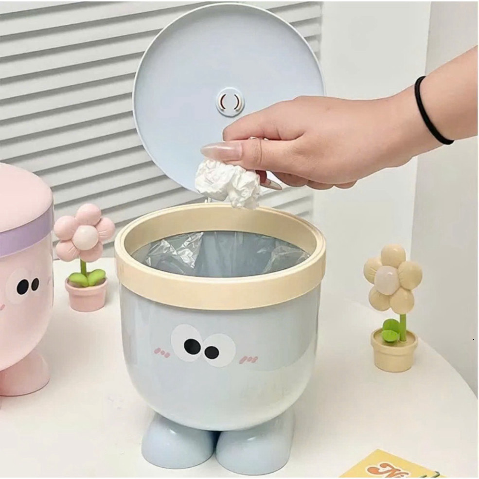 Thùng rác để bàn , Thùng rác nhựa đựng rác phòng ngủ, Dễ thương có nắp Hộp lưu trữ Mini Bàn & Bàn văn phòng ntt95