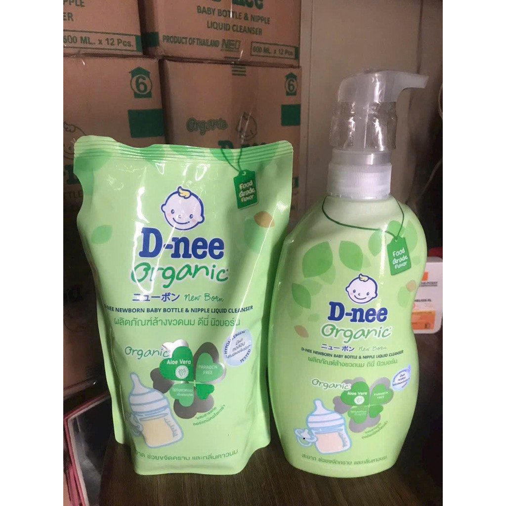 Nước rửa bình sữa Dnee Organic an toàn cho bé, làm sạch hiệu quả 620ml(bình) / 550ml (túi) mẫu mới cho bé yêu