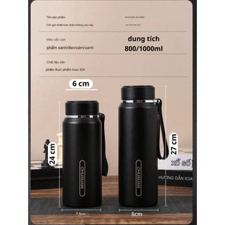 [TẶNG TÚI] Bình giữ nhiệt inox 1000ml HiLOGI KITCHEN, bình nước inox chống xước giữ nhiệt lạnh 20g, nóng 10h