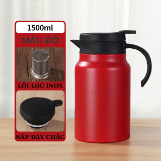 Bình giữ nhiệt pha trà 1500ml HiLOGI KITCHEN có lõi lọc trà inox 316, ấm pha trà giữ nhiệt nóng 15g, giữ lạnh 20g