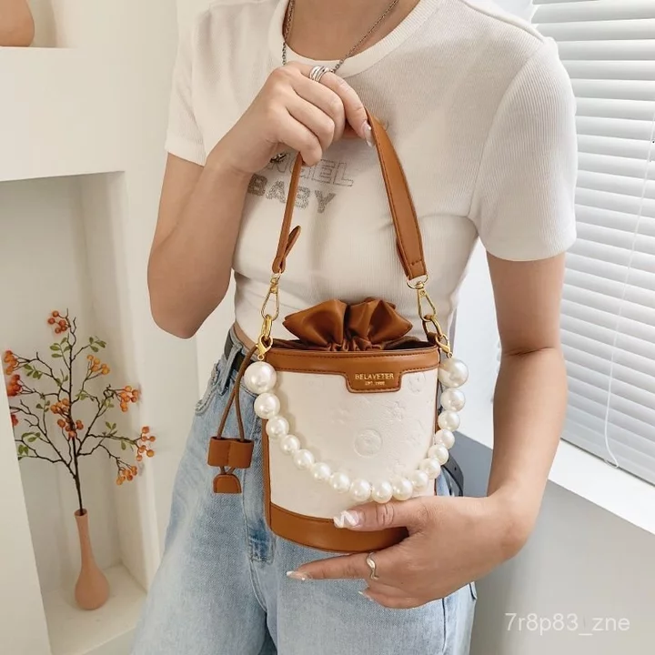 Women's Pearl Bucket Bag – Chain Strap – 4