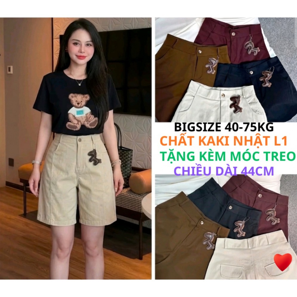 [TẶNG MÓC TREO] Quần Đùi Short Nữ Chất Kaki Nhật L1 Form A Có Bigsize