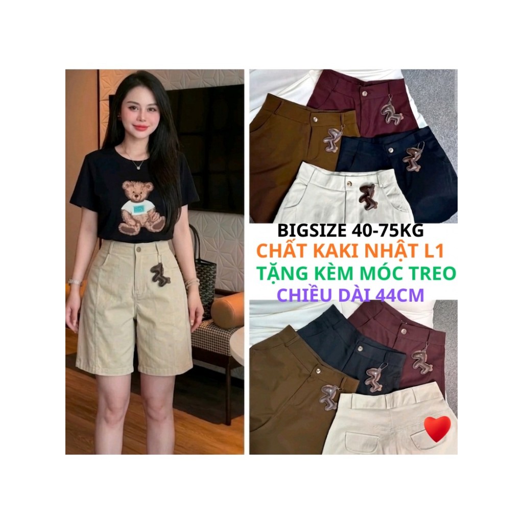 [TẶNG MÓC TREO] Quần Đùi Short Nữ Chất Kaki Nhật L1 Form A Có Bigsize