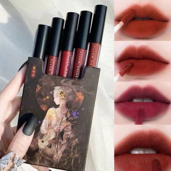 Son background Son Môi Set 5 Son Kem Lì Lâu Trôi Siêu nóng Hàng Nội Địa Trung CỰC HÓT