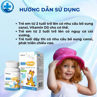 Kẹo Canxi GH Genki Nhật Bản Vị Việt Quất  - Viên Nhai Hỗ Trợ Tăng Chiều Cao Cho Bé Từ 2 Tuổi, Thơm Ngon Dễ Ăn