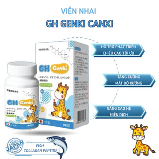 Viên Nhai Canxi GH Genki Nhật Bản 90 Viên - Bổ Sung Kẽm, D3 K2 Hỗ Trợ Phát Triển Chiều Cao, Xương Răng Chắc Khỏe