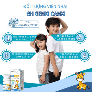 Viên Nhai Canxi GH Genki Nhật Bản 90 Viên - Bổ Sung Kẽm, D3 K2 Hỗ Trợ Phát Triển Chiều Cao, Xương Răng Chắc Khỏe