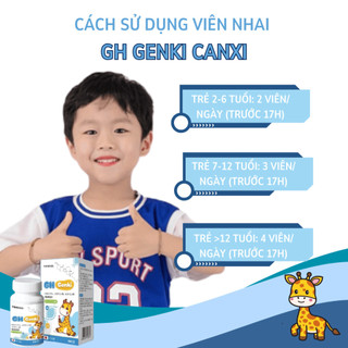 Viên Nhai Canxi GH Genki Nhật Bản 90 Viên - Bổ Sung Kẽm, D3 K2 Hỗ Trợ Phát Triển Chiều Cao, Xương Răng Chắc Khỏe