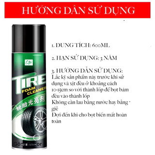 [Hỏa Tốc HCM] Chai Xịt Chăm Sóc Lốp Xe Ô Tô Xe Máy 600ml Chính Hãng