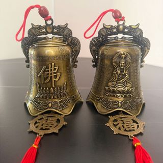 Chuông Phong Thủy Đồng Khắc Chữ Phúc Tượng Quan Âm, Chiêu Tài Lộc May Mắn, Mang Bình An Cho Gia Đình