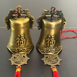 Chuông Phong Thủy Đồng Khắc Chữ Phúc Tượng Quan Âm, Chiêu Tài Lộc May Mắn, Mang Bình An Cho Gia Đình