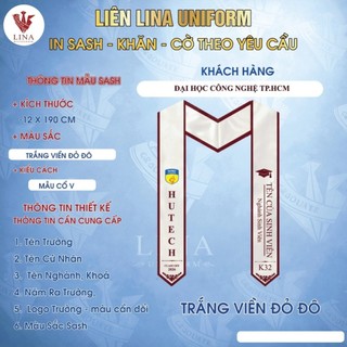 SASH 2 LỚP VẢI -  IN THEO YÊU CẦU SASH ĐẠI HỌC CÔNG NGHỆ TP HỒ CHÍ MINH HUTECH