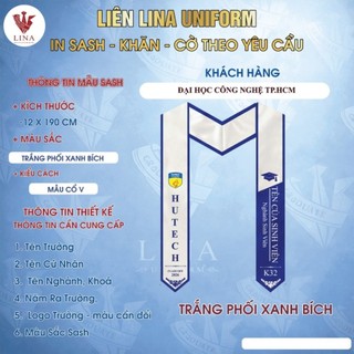 SASH 2 LỚP VẢI -  IN THEO YÊU CẦU SASH ĐẠI HỌC CÔNG NGHỆ TP HỒ CHÍ MINH HUTECH