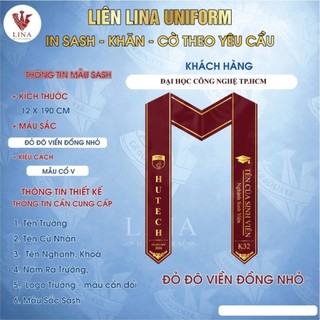 SASH 2 LỚP VẢI -  IN THEO YÊU CẦU SASH ĐẠI HỌC CÔNG NGHỆ TP HỒ CHÍ MINH HUTECH