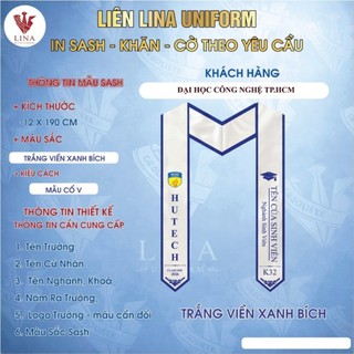 SASH 2 LỚP VẢI -  IN THEO YÊU CẦU SASH ĐẠI HỌC CÔNG NGHỆ TP HỒ CHÍ MINH HUTECH