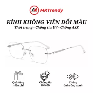 Kính không viền thời trang nam nữ đổi màu gọng kim loại chống ánh sáng xanh chống tia UV kính tổng tài X22
