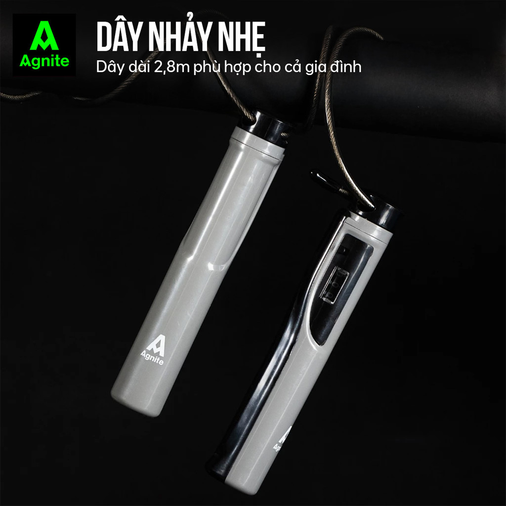 Dây nhảy đếm số điện tử 3trong1 chính hãng Agnite, đếm vòng, đo calo, thời gian, siêu bền, thiết kế thời thượng