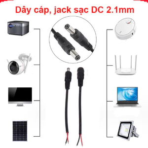 Dây Nguồn DC 5.5x2.1mm Đầu Đực Cái Dài 20cm Lõi Đồng 22AWG Nối Camera Đèn LED