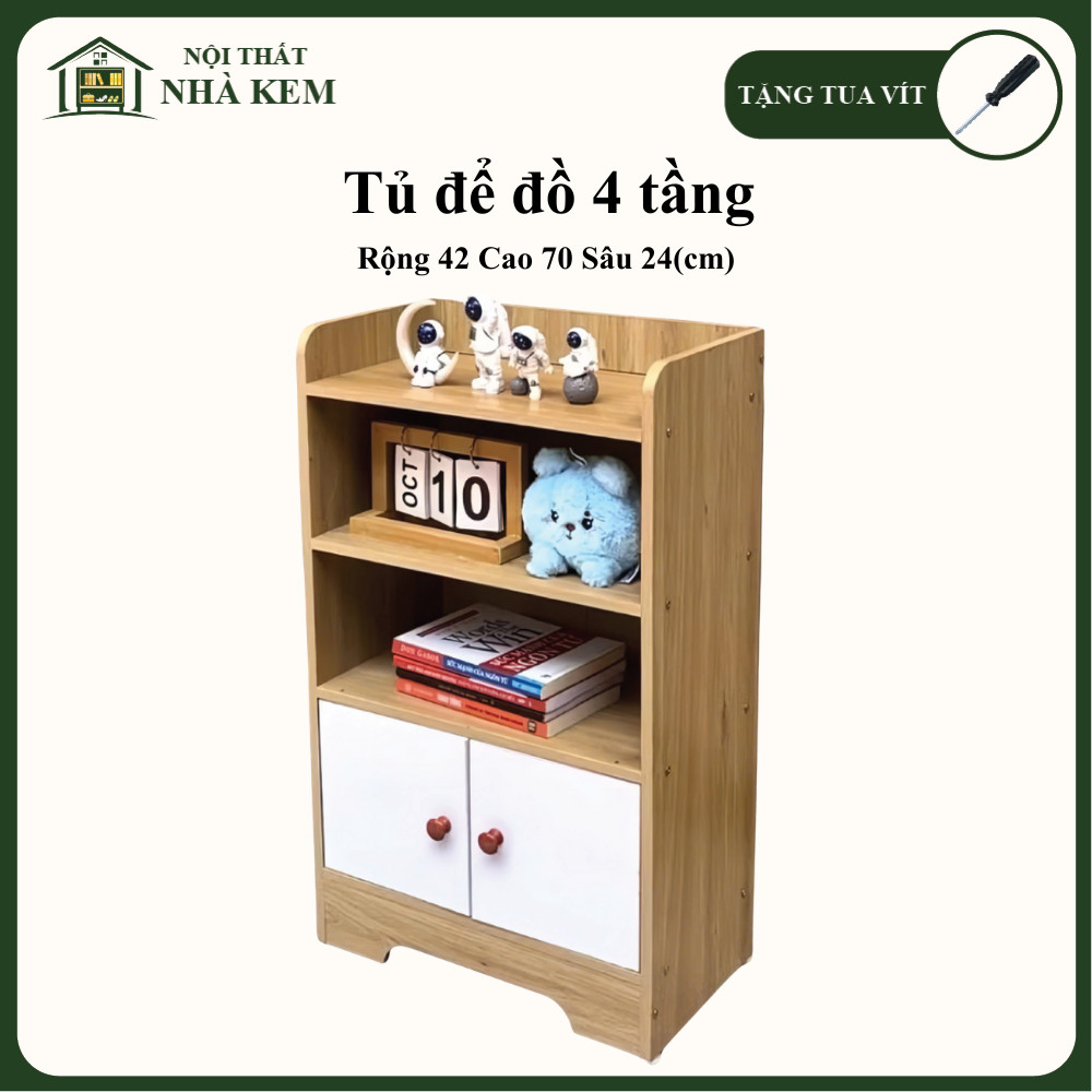 Tủ Đầu Giường Để Đồ 4 Tầng Chuẩn Gỗ MDF Nhập Khẩu - Kệ Trang Trí Đa Năng Có Cánh Mở Bền Đẹp