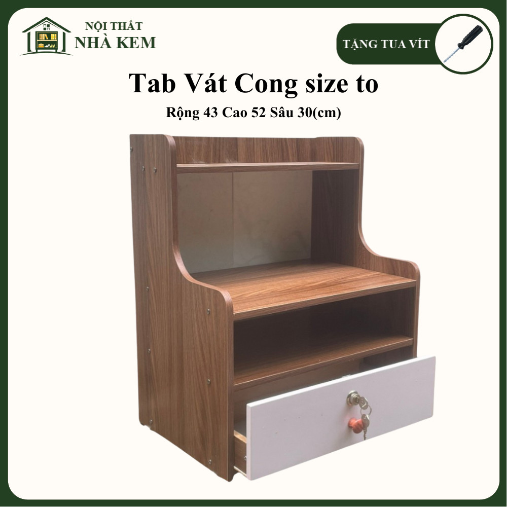 Tủ Tab Vát Cong Size Lớn Có Khóa – Kệ Đầu Giường Gỗ MDF Đa Năng Decor Phòng Ngủ 43x52x30cm