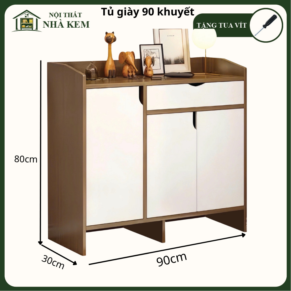 Tủ Giày Gỗ - Kệ Đựng Giày Dép 90 Cánh Khuyết Gỗ MDF Nhập Khẩu, Chống Ẩm Bền Bỉ Để Khách Sạn, Chung Cư, Nhà Ở Rất Đẹp
