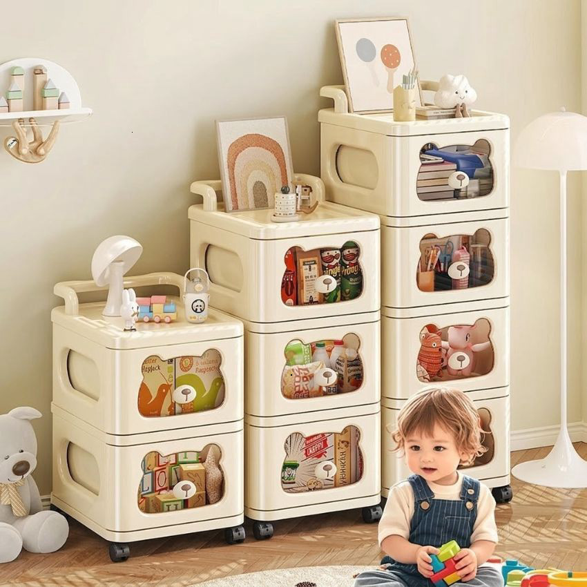 Kệ Gấu KIMO Đựng Đồ Đa Năng 3/4/5 Tầng Có Bánh Xe 360 độ, Tủ Gấu Nhiều Ngăn Đựng Bỉm Sữa Quần Áo Cho Bé