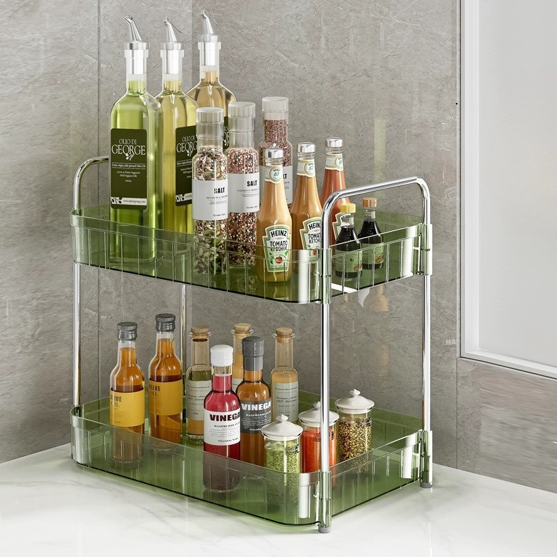 Kệ Úp Cốc 2 Tầng Trong Suốt Cao Cấp, Khay Úp Cốc 2 Tầng Chất Liệu Nhựa Mica Khung Inox