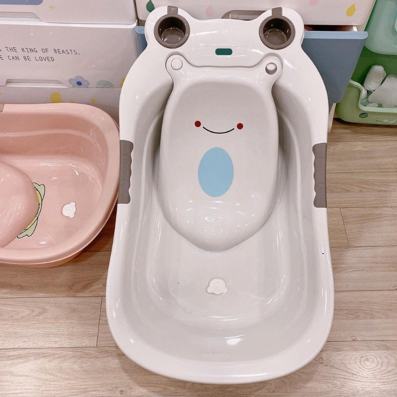 Chậu Tắm Ếch Cao Cấp Chậu Tắm Cho Bé Có Tấm Tựa Lưng Và Van Thoát Nước Tiện Lợi
