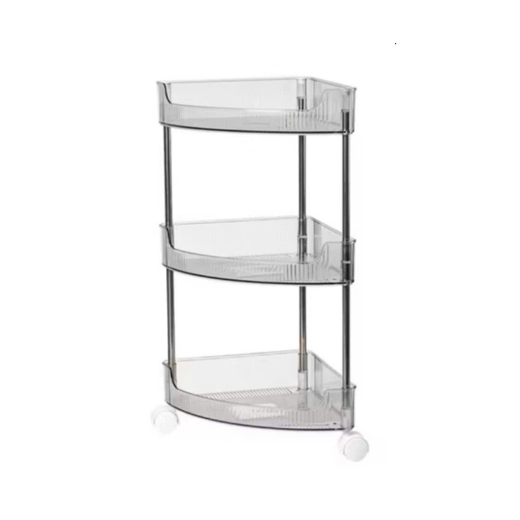 Kệ Góc Tường Trong Suốt Có Bánh Xe Để Đồ Phòng Tắm, Kệ Tam Giác 3 Tầng Đa Năng Trang Trí Nhà Cửa Phòng Ngủ Phòng Bếp