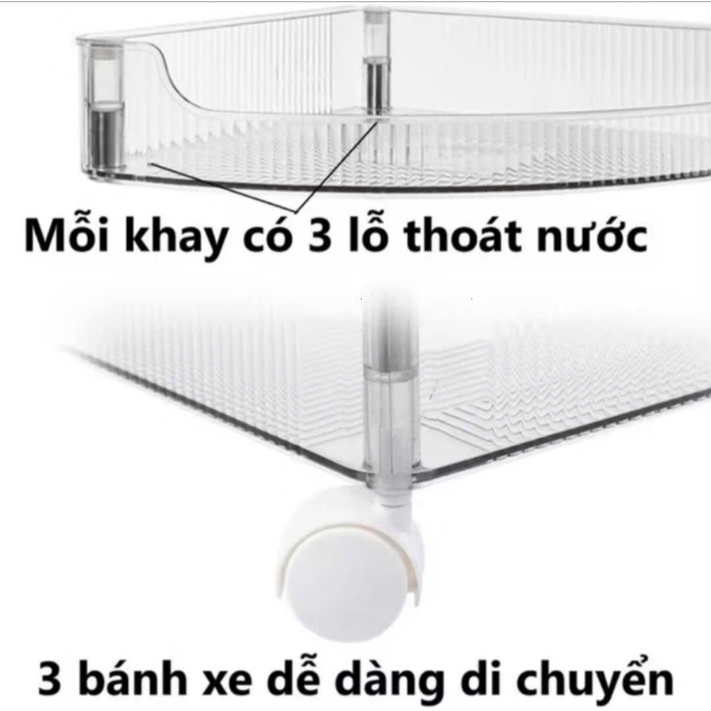 Kệ Góc Tường Trong Suốt Có Bánh Xe Để Đồ Phòng Tắm, Kệ Tam Giác 3 Tầng Đa Năng Trang Trí Nhà Cửa Phòng Ngủ Phòng Bếp