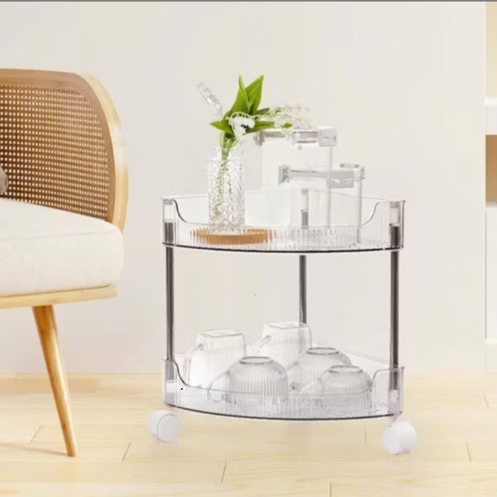Kệ Góc Tường Trong Suốt Có Bánh Xe Để Đồ Phòng Tắm, Kệ Tam Giác 3 Tầng Đa Năng Trang Trí Nhà Cửa Phòng Ngủ Phòng Bếp