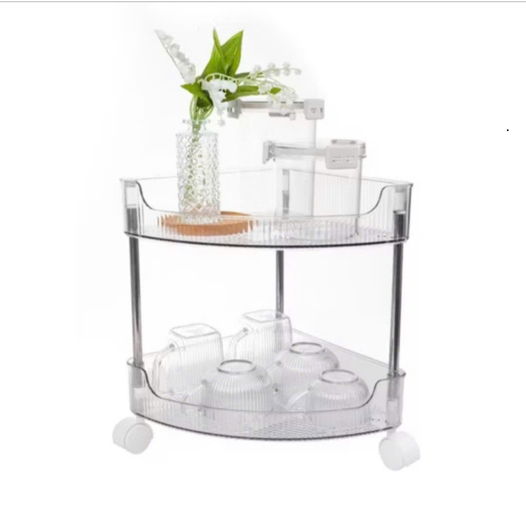 Kệ Góc Tường Trong Suốt Có Bánh Xe Để Đồ Phòng Tắm, Kệ Tam Giác 3 Tầng Đa Năng Trang Trí Nhà Cửa Phòng Ngủ Phòng Bếp