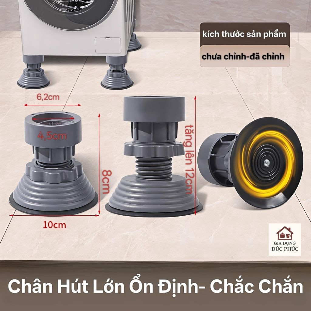 Chân Kê Máy Giặt Chống Rung Điều Chỉnh Chiều Cao Bộ 4 Chân