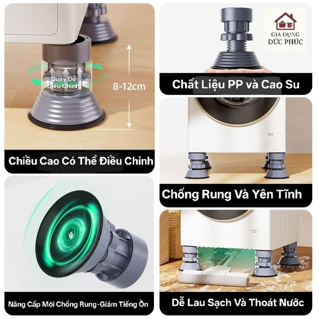 Chân Kê Máy Giặt Chống Rung Điều Chỉnh Chiều Cao Bộ 4 Chân