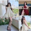Đầm váy ngắn - Đầm váy bánh bèo chất tơ nến cho nàng dạo phố,đầm cổ yếm đính cườm dáng babydoll dáng xòe ngắn 2 màu xinh
