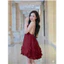 Đầm váy ngắn - Đầm váy bánh bèo chất tơ nến cho nàng dạo phố,đầm cổ yếm đính cườm dáng babydoll dáng xòe ngắn 2 màu xinh