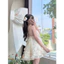 Đầm váy ngắn - Đầm váy bánh bèo chất tơ nến cho nàng dạo phố,đầm cổ yếm đính cườm dáng babydoll dáng xòe ngắn 2 màu xinh