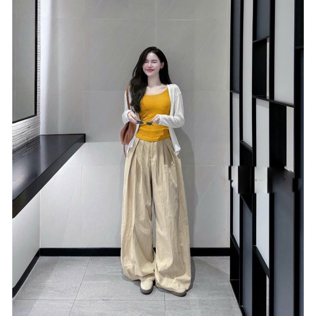 Set Bộ Đồ Nữ Áo Khoác Croptop Kèm Áo 2 Dây Phối Quần Suông Style Basic Diện Đi Chơi, Dạo Phố Siêu Xinh