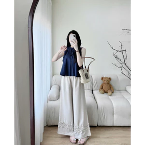 Set bộ Lưng Thun Phối Cùng Áo Thun Áo Kiểu Đều Xinh