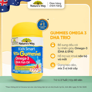 Kẹo dẻo Nature's Way Kids Smart Vita Gummies Omega-3 DHA Fish Oil (60 viên) - Minizon Kids
