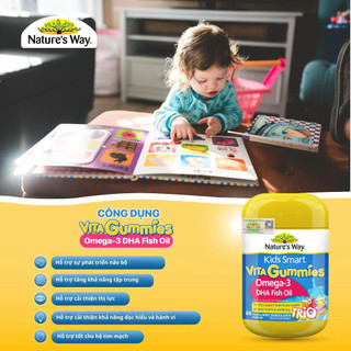 Kẹo dẻo Nature's Way Kids Smart Vita Gummies Omega-3 DHA Fish Oil (60 viên) - Minizon Kids