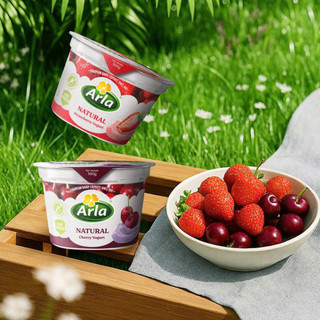 Sữa chua nguội Arla Natural Yogurt Đức cho bé từ 1 tuổi - Vỉ 6 hộp x 100g vị dâu và cherry