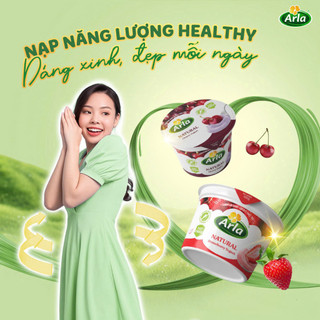 Sữa chua nguội Arla Natural Yogurt Đức cho bé từ 1 tuổi - Vỉ 6 hộp x 100g vị dâu và cherry