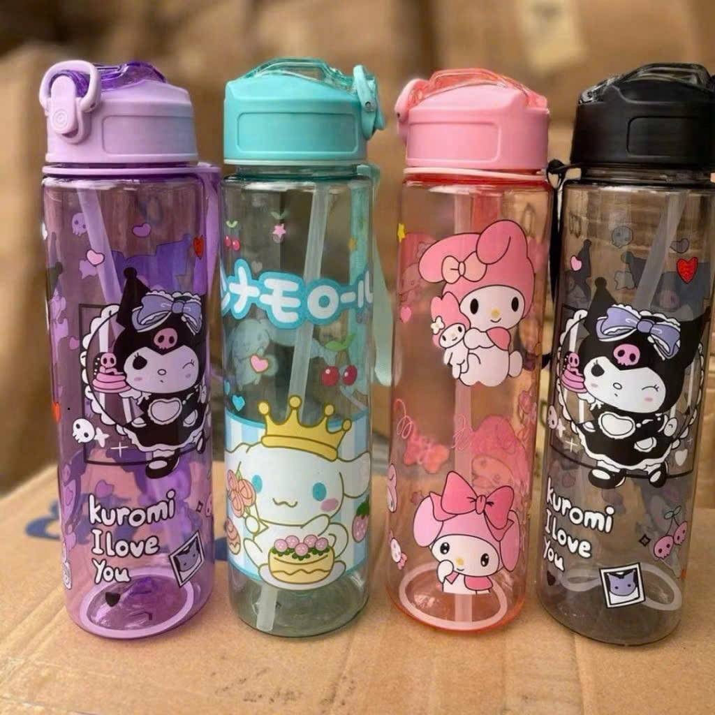 Bình nước nhựa hoạt hình dung tích 800ml đáng yêu, tiện lợi alee