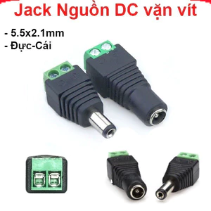 Đầu Jack Nguồn DC Vặn Vít 5.5x2.1mm Đầu Đực Cái Nối Dây Điện Camera Đèn Led