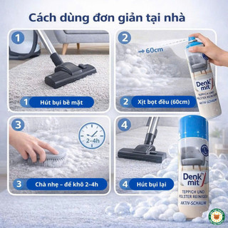 Chai Xịt Bọt Vệ Sinh Sofa Thảm Denkmit Đức 600ml – Làm Sạch Sâu, Khử Mùi, Không Cần Giặt Nước