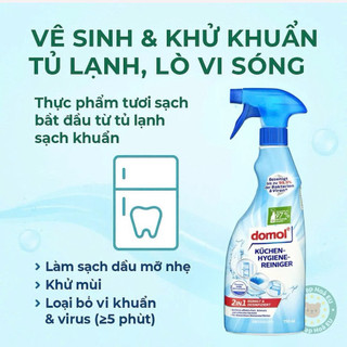Xịt Vệ Sinh & Khử Khuẩn Nhà Bếp Domol Küchen Hygiene Reiniger 2in1 750ml Đức