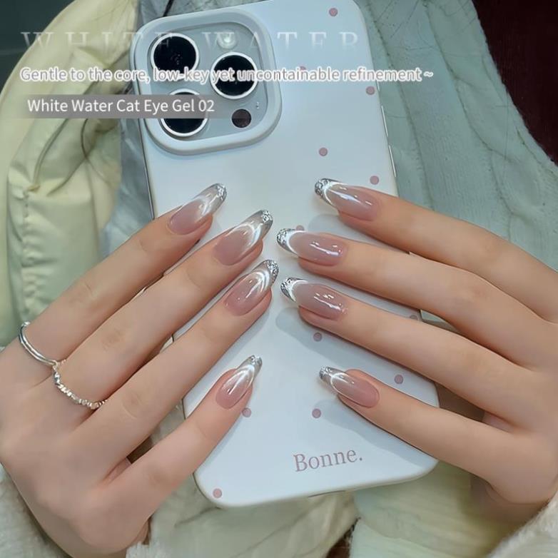 Mắt mèo annies rõ fench đầu móng, sơn mắt mèo annies trắng, sơn mắt mèo fench annies cao cấp