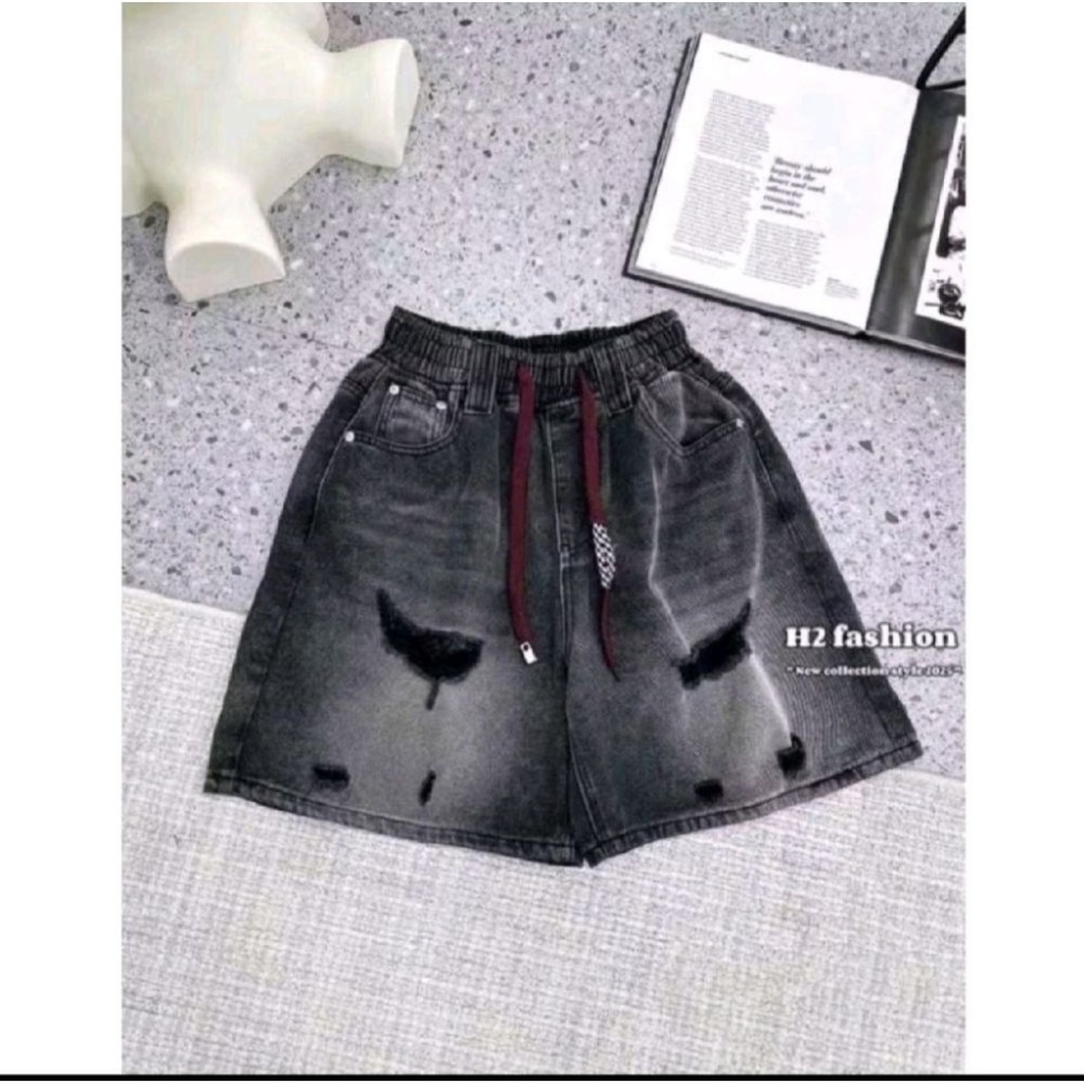 [ 38-105kg ] Quần Ngố Jean Nữ Chất Bò Mềm Hàng QC Phối Dây Đỏ