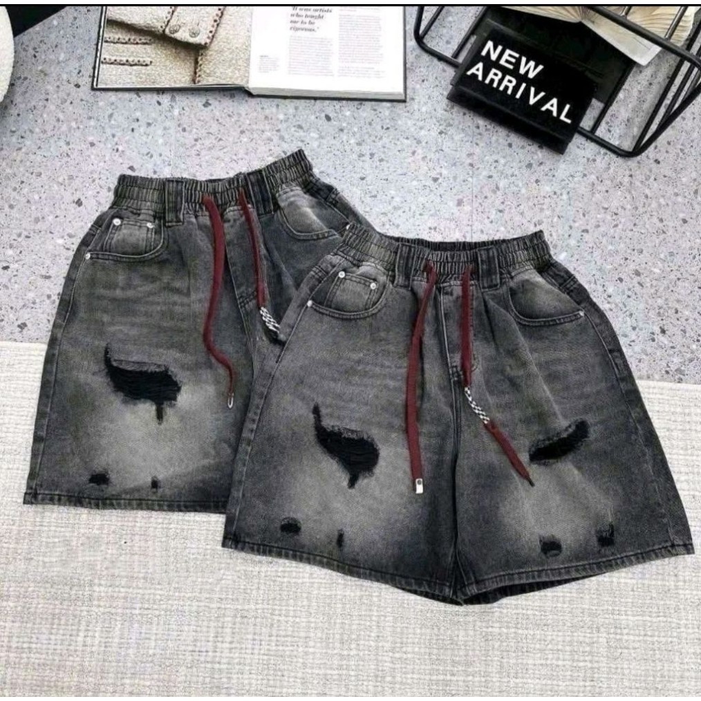[ 38-105kg ] Quần Ngố Jean Nữ Chất Bò Mềm Hàng QC Phối Dây Đỏ